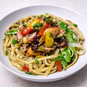 Jerk Chicken Pesto Fetuccine